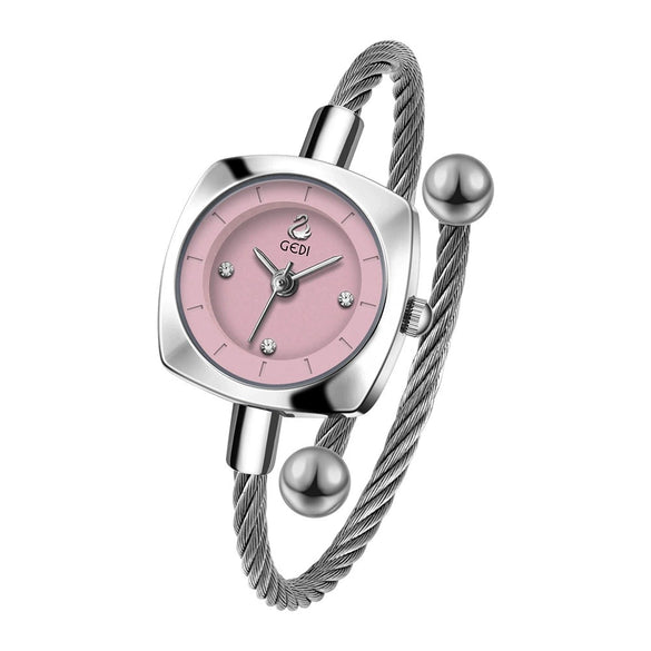 Women's Fashion Alloy Metal Braided Rope Bracelet Simple Quartz Watch With Round Dial
