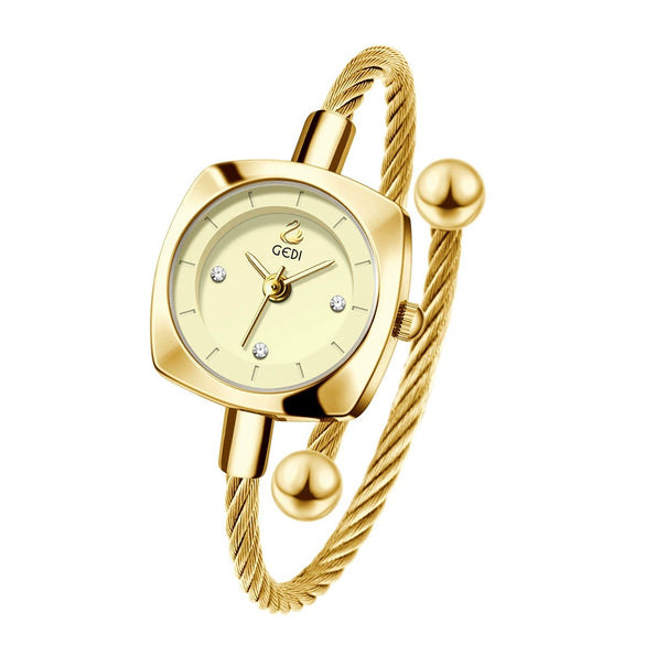 Women's Fashion Alloy Metal Braided Rope Bracelet Simple Quartz Watch With Round Dial