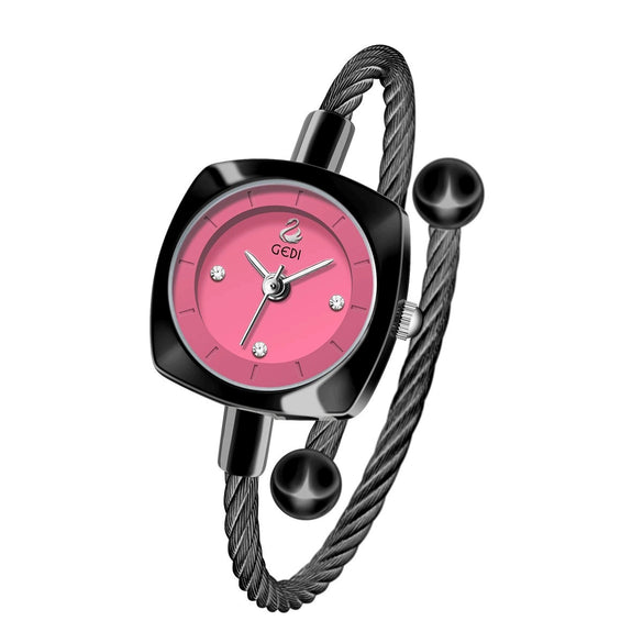 Women's Fashion Alloy Metal Braided Rope Bracelet Simple Quartz Watch With Round Dial