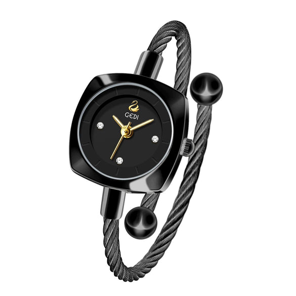 Women's Fashion Alloy Metal Braided Rope Bracelet Simple Quartz Watch With Round Dial