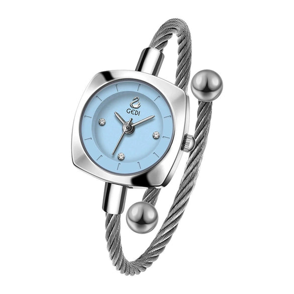 Women's Fashion Alloy Metal Braided Rope Bracelet Simple Quartz Watch With Round Dial