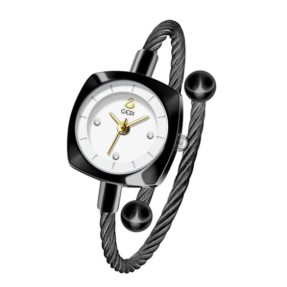 Women's Fashion Alloy Metal Braided Rope Bracelet Simple Quartz Watch With Round Dial