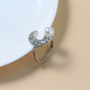Women's Fashion Alloy Moon Pearl Joint Ring With Diamond Set Detail Retro Simple Exaggerated Statement Ring
