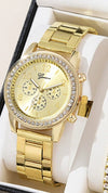 Women's Fashion Alloy Quartz Diamond Watch With Round Dial And Spiral Crown