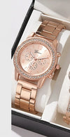 Women's Fashion Alloy Quartz Diamond Watch With Round Dial And Spiral Crown