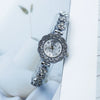 Women's Fashion Alloy Quartz Watch With Printed Logo Spiral Crown Mineral Reinforced Mirror And Jewelry Buckle