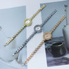 Women's Fashion Alloy Quartz Watch With Printed Logo Spiral Crown Mineral Reinforced Mirror And Jewelry Buckle