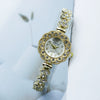 Women's Fashion Alloy Quartz Watch With Printed Logo Spiral Crown Mineral Reinforced Mirror And Jewelry Buckle