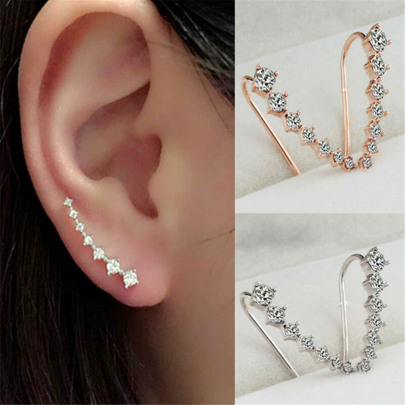Women's Fashion Alloy Rhinestone Geometric Long Dangle Earrings With Electroplated Finish