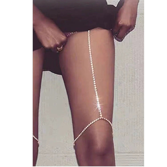 Women's Fashion Alloy Snake Shaped Elastic Thigh Chain Geometric Body Jewelry With Artificial Gemstone Inlay