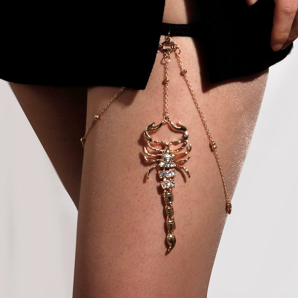 Women's Fashion Alloy Snake Shaped Elastic Thigh Chain Geometric Body Jewelry With Artificial Gemstone Inlay