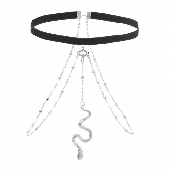 Women's Fashion Alloy Snake Shaped Elastic Thigh Chain Geometric Body Jewelry With Artificial Gemstone Inlay