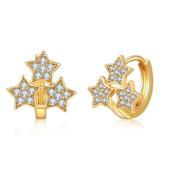 Women's Fashion Alloy Star Stud Earrings With Micro Inlaid Zircon Light Luxury Fresh Style Ear Buckles