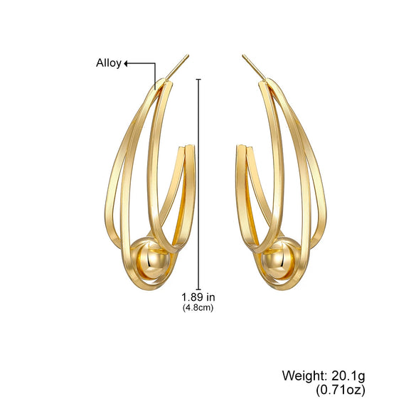Women's Fashion Alloy Ushaped Multilayer Geometric Retro Earrings With Diamond Design