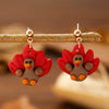 Women's Fashion Animal Style Polymer Clay Engraved Bird Turkey Maple Leaf Earrings