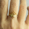 Women's Fashion Antique Exquisite Copper Finger Ring With Flower And Geometric Pattern Electroplated Pastoral Style