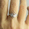 Women's Fashion Antique Exquisite Copper Finger Ring With Flower And Geometric Pattern Electroplated Pastoral Style