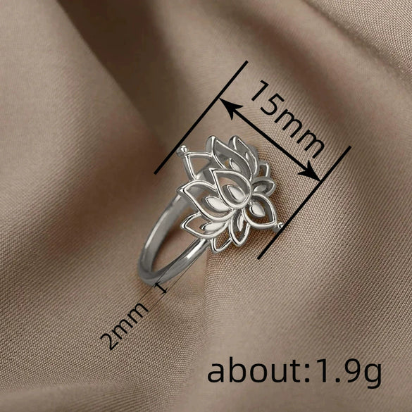 Women's Fashion Antique Exquisite Copper Finger Ring With Flower And Geometric Pattern Electroplated Pastoral Style