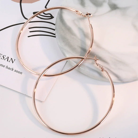 Women's Fashion Big Circle Earrings Cold Style Temperament Copper Electroplated