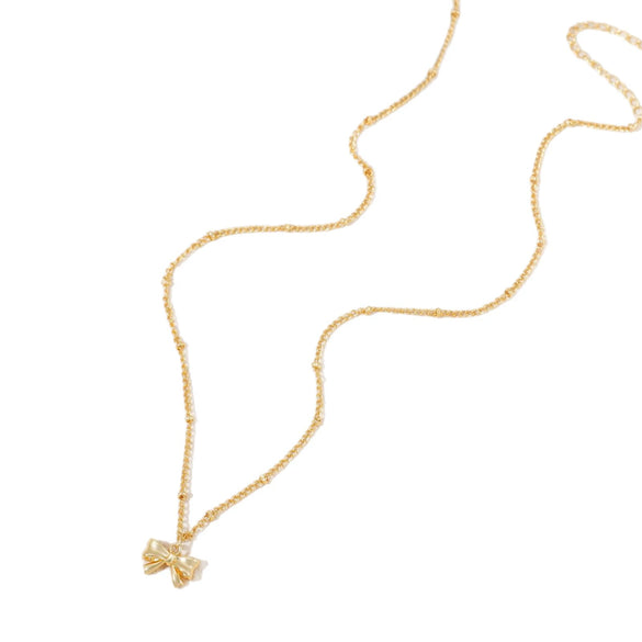 Women's Fashion Bow Pendant Necklace With Copper Chain Simple Electroplated Clavicle Necklace Exquisite Minimalist Jewelry