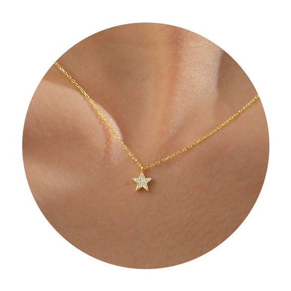 Women's Fashion Brass Geometric Conch And Star Pendant Necklace With Electroplated Clavicle Chain