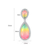 Women's Fashion Bright Color Synthetic Gem Inlaid Copper Drop Earrings With Elegant Statement Style