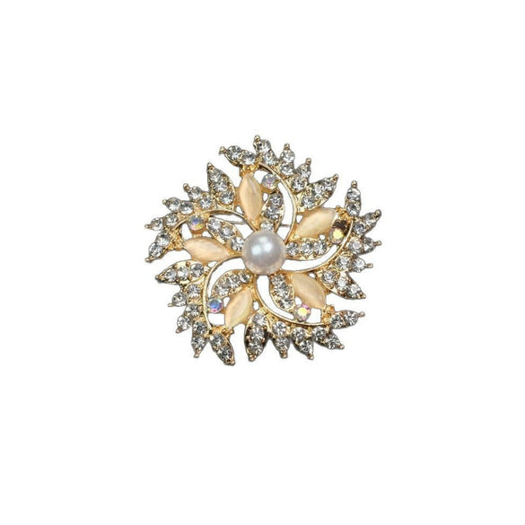 Women's Fashion Brooch Alloy Alloy Pearl Flower Electroplated Light Luxury Style