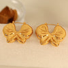 Women's Fashion Butterfly Bow Tie Texture 316L Stainless Steel Electroplated Earrings
