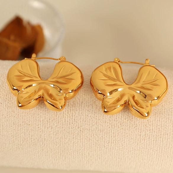 Women's Fashion Butterfly Bow Tie Texture 316L Stainless Steel Electroplated Earrings