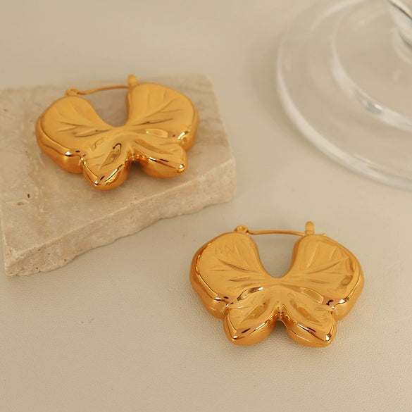 Women's Fashion Butterfly Bow Tie Texture 316L Stainless Steel Electroplated Earrings