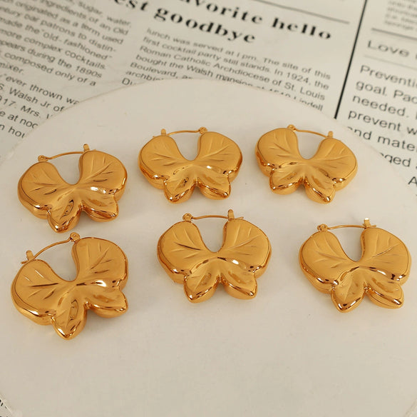 Women's Fashion Butterfly Bow Tie Texture 316L Stainless Steel Electroplated Earrings