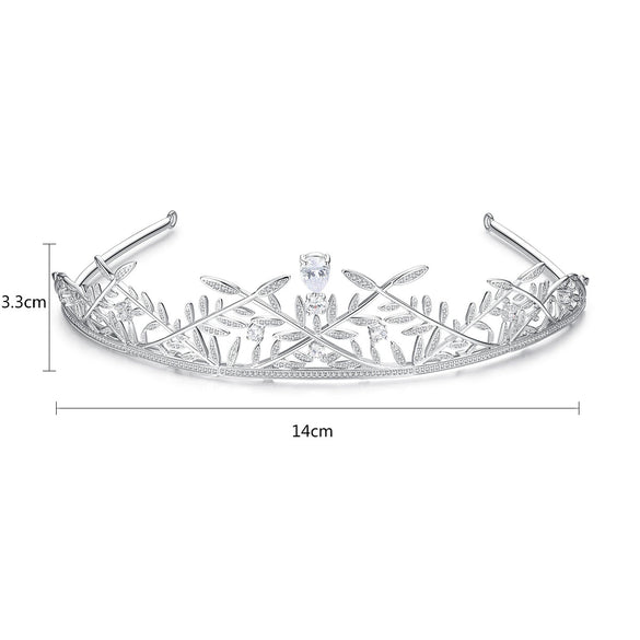 Women's Fashion Copper And Zircon Leaf Crown Headdress With Inlaid Sparkle Detail For Banquets And Formal Occasions