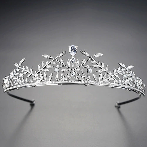 Women's Fashion Copper And Zircon Leaf Crown Headdress With Inlaid Sparkle Detail For Banquets And Formal Occasions