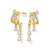 Women's Fashion Copper Drop Shape Geometric Zircon Tassel Earrings With Stainless Steel Posts And Electroplated Finish