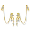Women's Fashion Copper Drop Shape Geometric Zircon Tassel Earrings With Stainless Steel Posts And Electroplated Finish