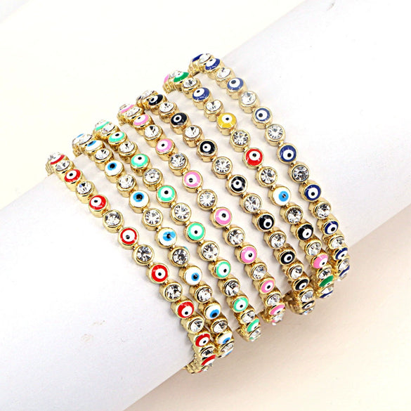 Women's Fashion Copper Geometric Devil's Eye Bracelet With Zircon Detail Electroplated Versatile Jewelry