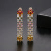 Women's Fashion Copper Geometric Hollow Earrings With Zircon Inlay Electroplated Banquet Style Statement Earrings