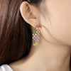 Women's Fashion Copper Geometric Hollow Earrings With Zircon Inlay Electroplated Banquet Style Statement Earrings