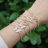 Women's Fashion Copper Gold Plated Heart Butterfly Zircon Bracelet Electroplated Love Heart Charm Jewelry