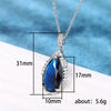 Women's Fashion Copper Mixed Gem Inlay Zircon Dropshaped Natural Geometric Pendant Necklace With Ochain