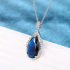 Women's Fashion Copper Mixed Gem Inlay Zircon Dropshaped Natural Geometric Pendant Necklace With Ochain
