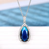 Women's Fashion Copper Mixed Gem Inlay Zircon Dropshaped Natural Geometric Pendant Necklace With Ochain