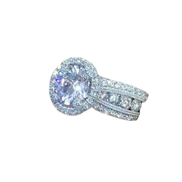 Women's Fashion Crown Pattern Metal Ring With Inlaid Rhinestone And White Artificial Gemstone Electroplated Jewelry