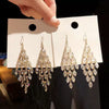 Women's Fashion Metal Electroplated Diamond Geometric Long Tassel Earrings with S925 Silver Needle