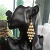 Women's Fashion Metal Electroplated Diamond Geometric Long Tassel Earrings with S925 Silver Needle