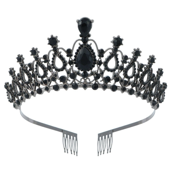 Women's Fashion Crystal Rhinestone Diecast Metal Crown With Electroplating For Hair Accessories