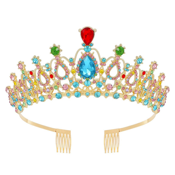 Women's Fashion Crystal Rhinestone Diecast Metal Crown With Electroplating For Hair Accessories