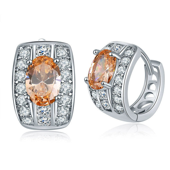 Women's Fashion Crystal Zircon Flower Water Drop Earrings In Casual Elegant Style With Full Crystal Inlay