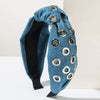 Women's Fashion Denim Fabric Geometric Headband With Electroplating Accessories