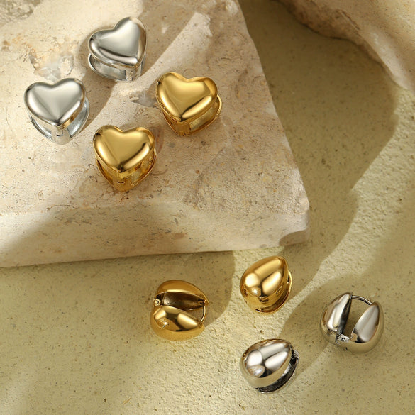 Women's Fashion Doublelayer Love Heart Stainless Steel Electroplated Earrings